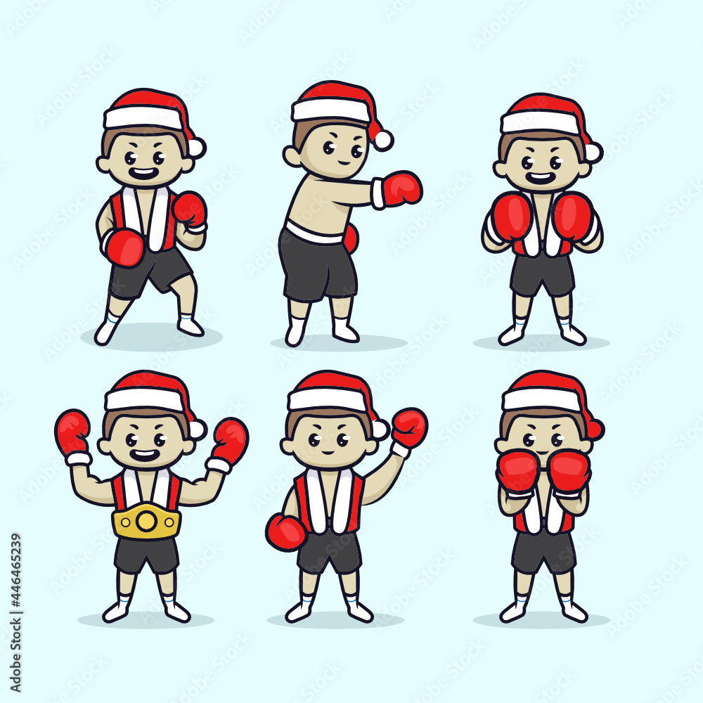 Set of cute Boxing Day with Santa Claus costume