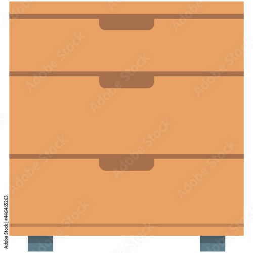Vector flat wood chest of drawers, commode or nightstand