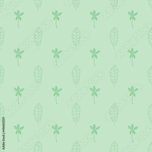 greeen autumn leaves seamless pattern