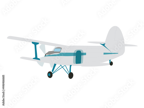 Fototapeta Naklejka Na Ścianę i Meble -  Retro plane flying isolated on white background. Small old airplane icon, vector eps 10