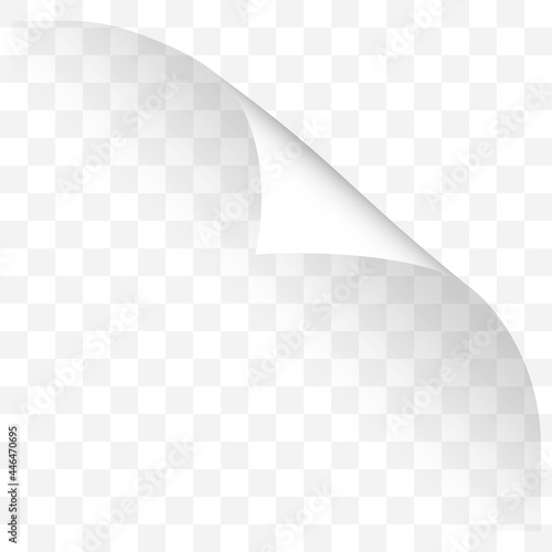 paper curl or page flip with transparent shadow, vector illustration