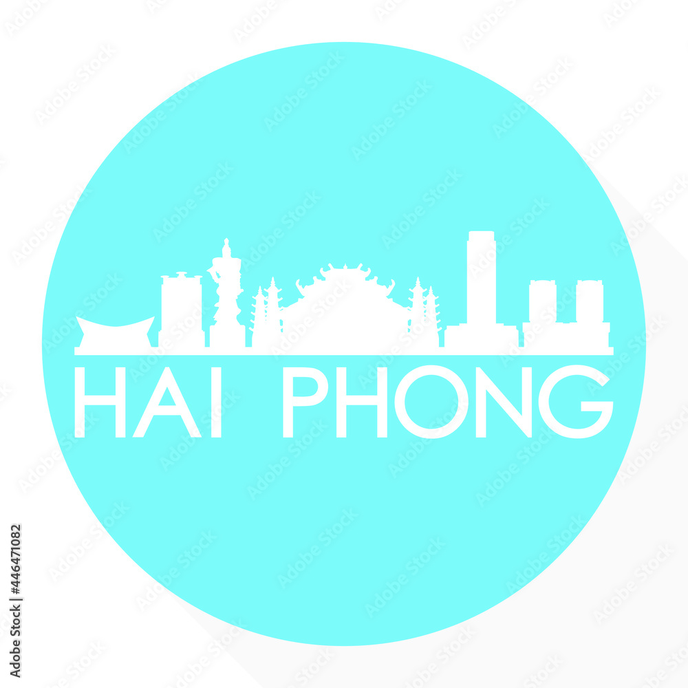 Haiphong, Vietnam Round Button City Skyline Design. Silhouette Stamp Vector Travel Tourism.