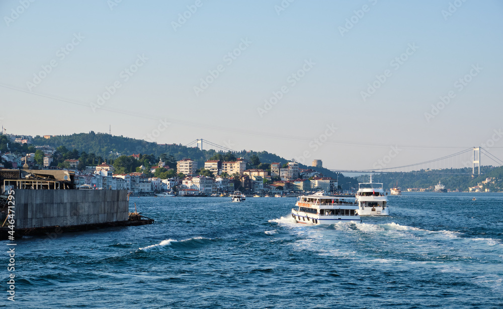 Istanbul. View of the Bosphorus and Rumeli Hisar with the Fatih Sultan Mehmet Bridge