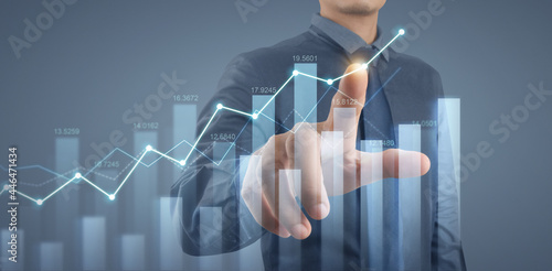 Businessman plan graph growth increase of chart positive indicators