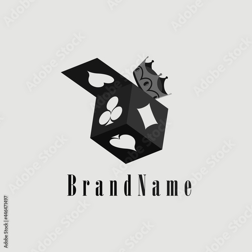 Rummy Cube Logo in Gray scale design vector illustration