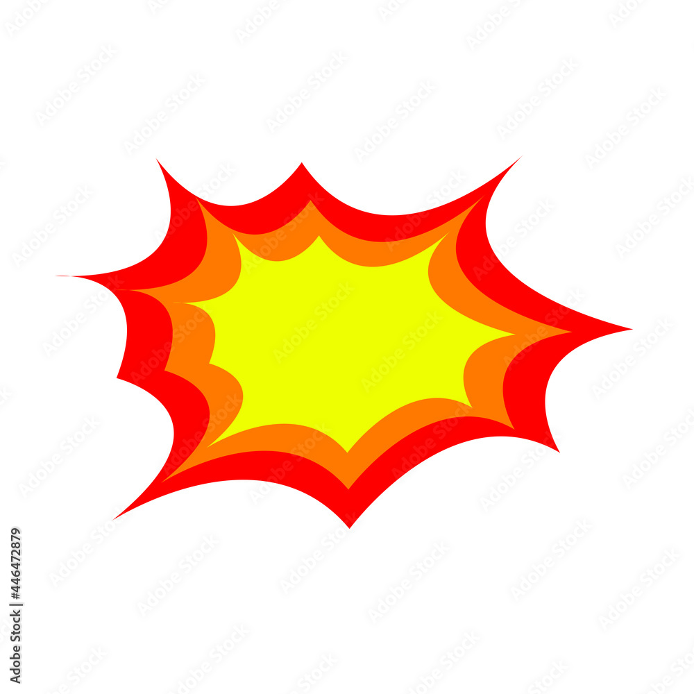 Comic boom balloon. Empty green and red bang speech bubble Comic boom balloon. Empty green and red bang speech bubble