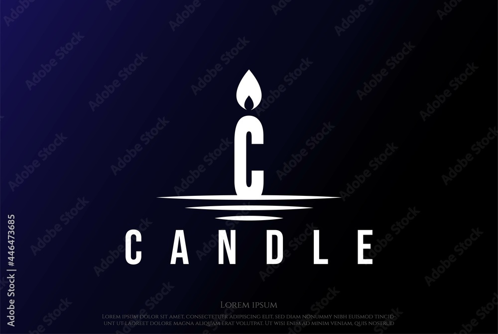 Obraz premium Simple Minimalist Initial Letter C for Candle Light Flame Fire Logo Design Vector