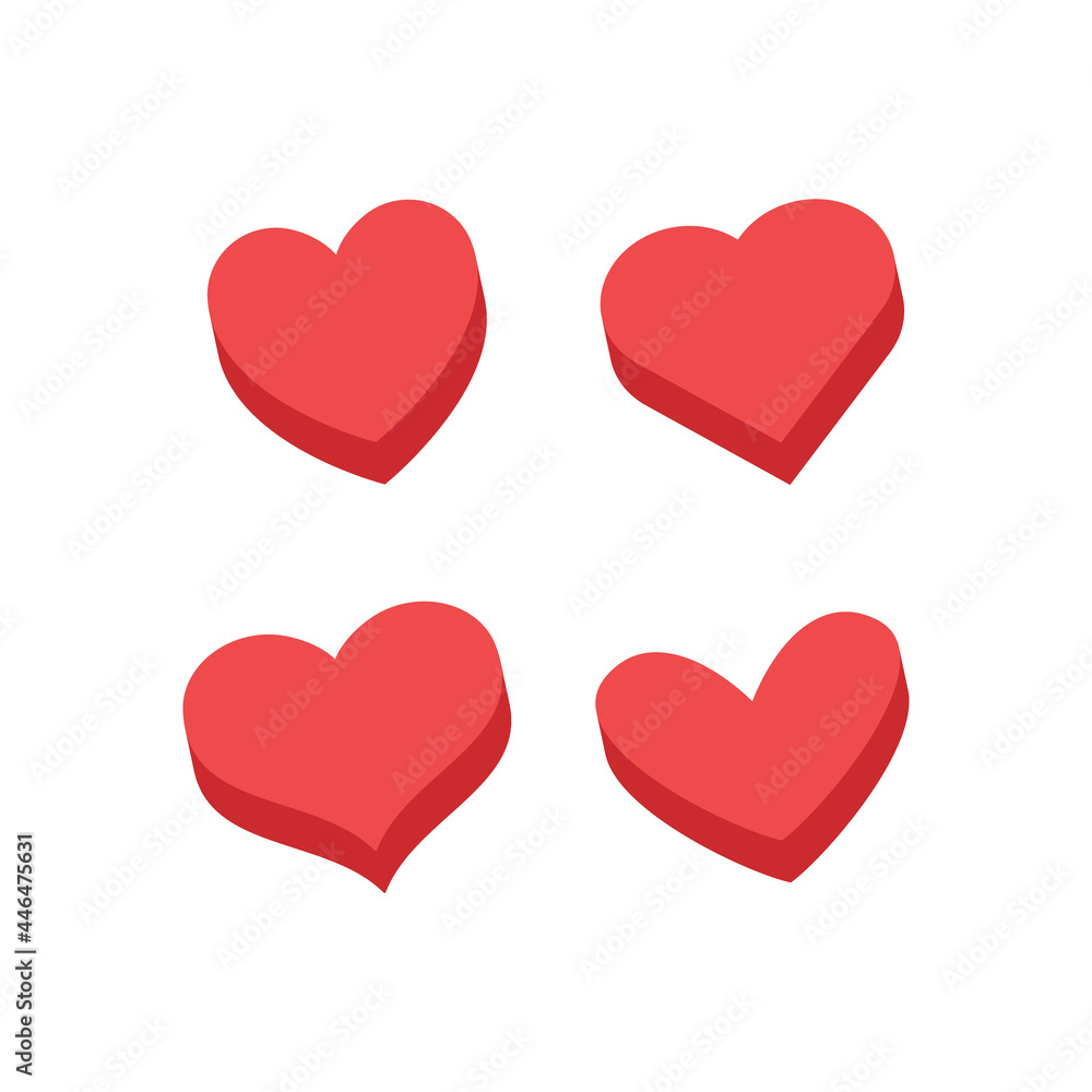 Heart icons. Isometric flat design 3d style. Love and romance symbol set. Heart icons. Isometric flat design 3d style. Love and romance symbol set.