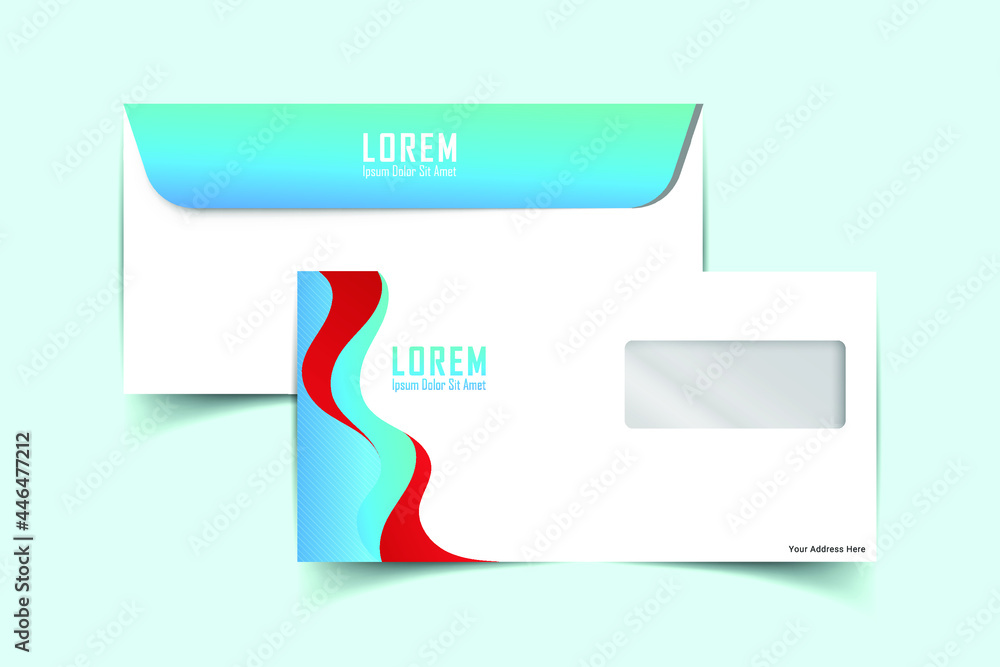 Fototapeta premium Envelope vector design. digital hand drawn. Paper envelope set isolated on white background, vector illustration. Stationery Template Design Kit.