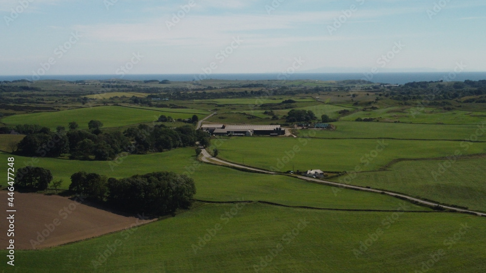 Drone shot of farm fields