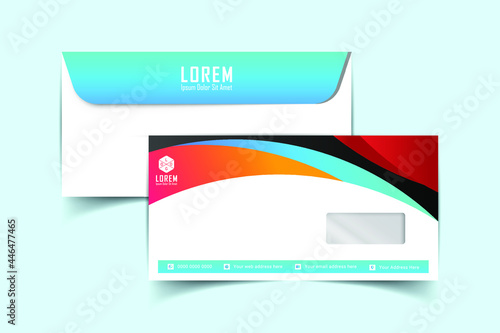 DL Envelope template front and back view. Template for advertising, branding and corporate identity. Envelope with window. DL Envelopes mockup for design. Vector illustration. EPS 10
