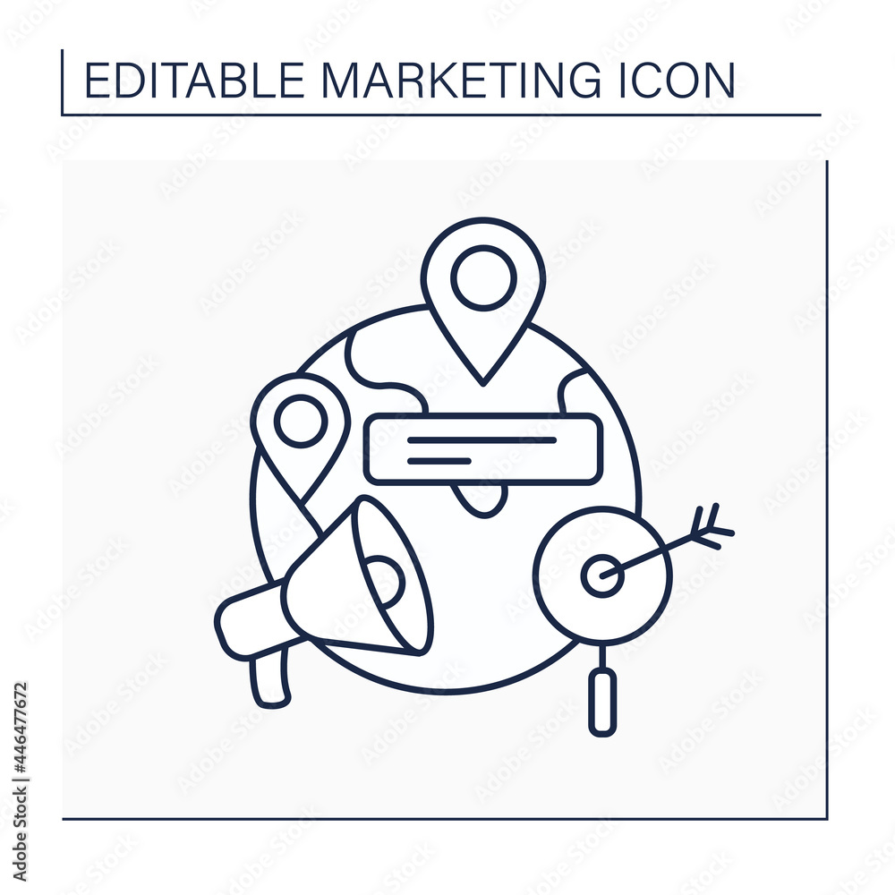 Geographical targeting line icon.Tracking location of website visitors ...