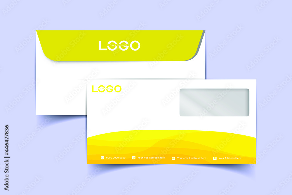 DL Envelope template front and back view. Template for advertising, branding and corporate