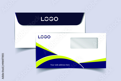 DL Envelope template front and back view. Template for advertising, branding and corporate identity. Envelope with window. DL Envelopes mockup for design. Vector illustration. EPS 10