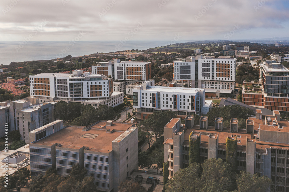 Aerial shot of UCSD Campus Buildings San Diego, La Jolla