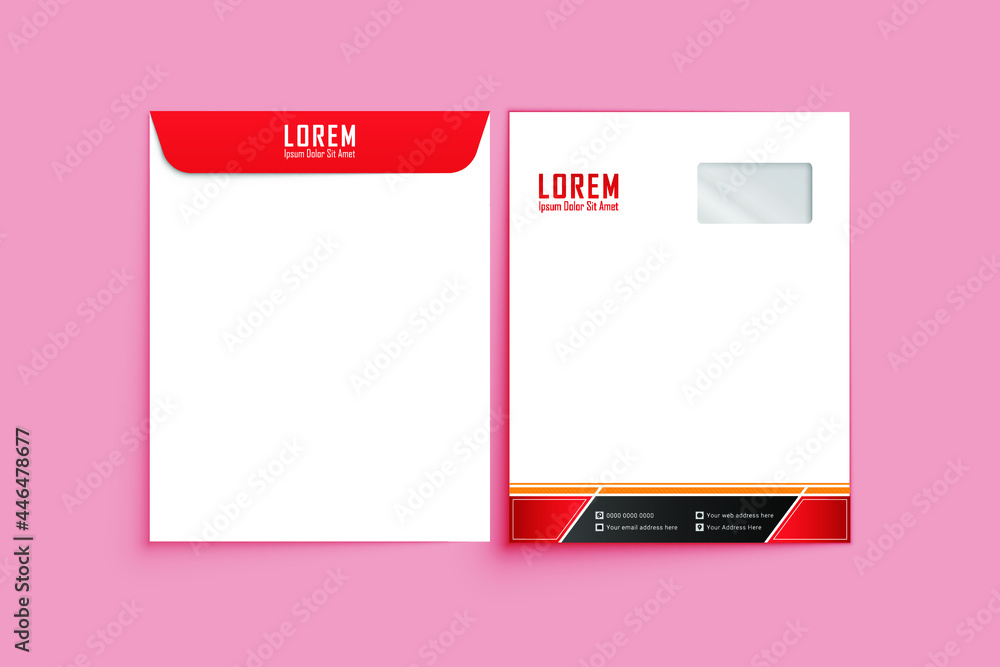 A4 Envelope template. Print ready template. C4 business Envelope. Template  for advertising, branding and corporate identity. Envelope with window.  Ready mockup for design. Vector illustration Stock Vector