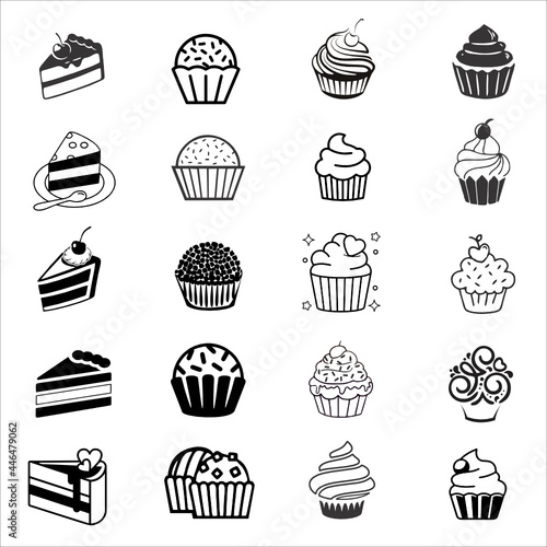 set of cakes and cupcakes 