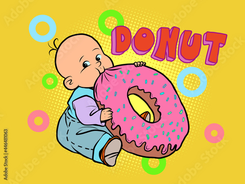 little baby favorite cute baby eating a donut
