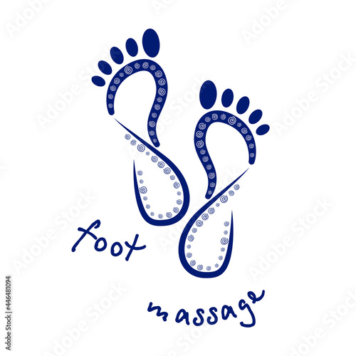 Foot massage symbol. Foot massage concept in blue. Reflexology. Foot massage logo vector for your web site design, app, UI. EPS10.