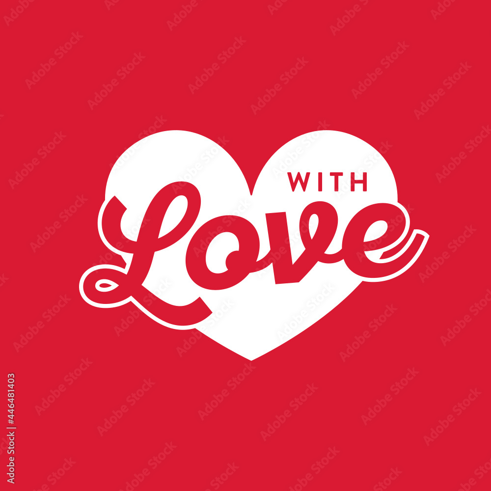 With Love Stamp, Heart Icon, Valentine's Day Background, Heart Stamp, Love Stamp, Heart Background, Romantic Card Print Out, Love Background Vector Text Background