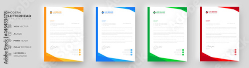corporate modern letterhead design template with yellow, blue, green and red color. creative modern letter head design template for your project. letterhead, letter head, Business letterhead design.