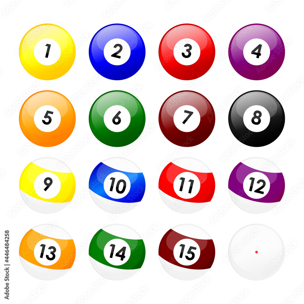 Pool balls isolated on white. Vector design Pool balls isolated on white. Vector design