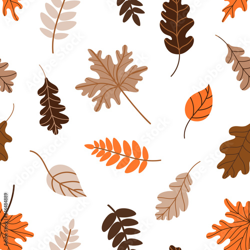  pattern with fallen leaves on a white background