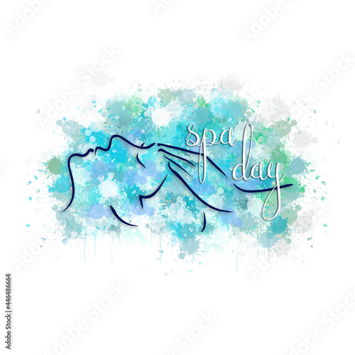 Woman receiving spa treatment watercolor doodle