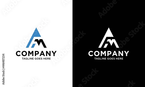 simple typography fm triangle style vector logo