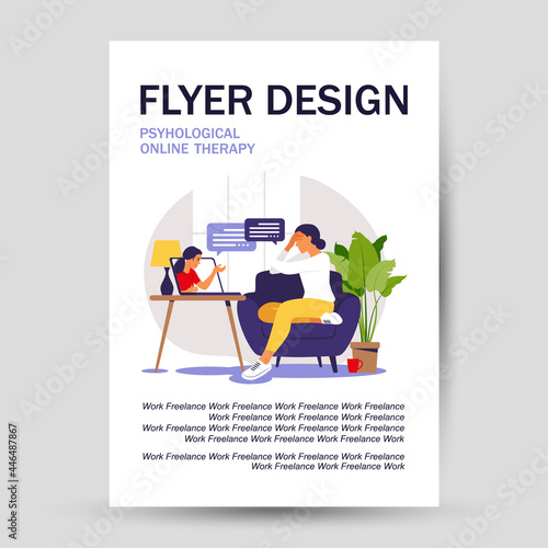 Psychological counseling concept. Flyer design. Psychological assistance service. Vector illustration. Flat.