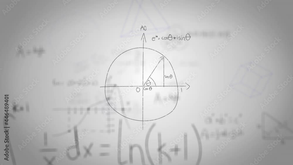 Digital animation of mathematical equations floating against grey background Digital animation of mathematical equations floating against grey background