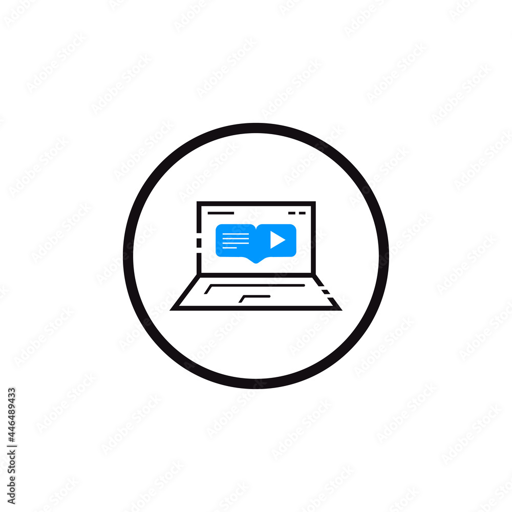 Online education and business training icon in circle Online education and business training icon in circle
