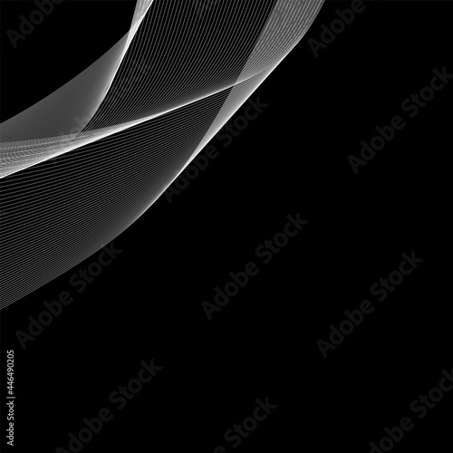 Black and white background, waves of lines, abstract wallpaper, vector design