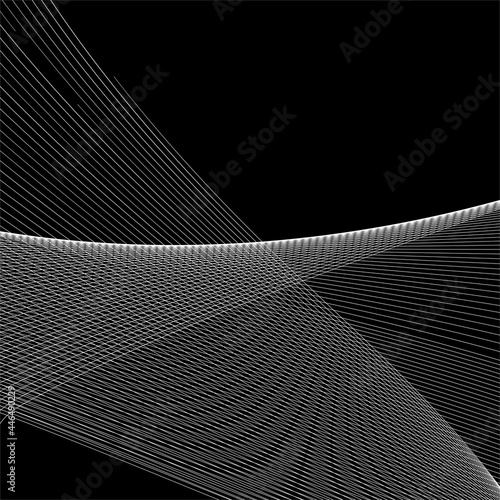Black and white background, waves of lines, abstract wallpaper, vector design