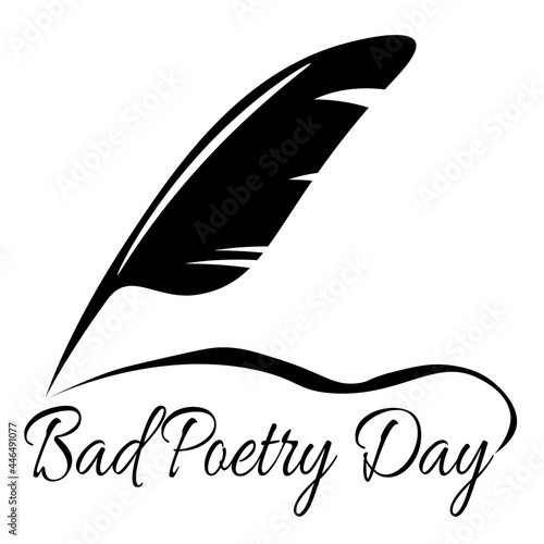 Bad Poetry Day, vintage inkwell feather and lettering for postcard