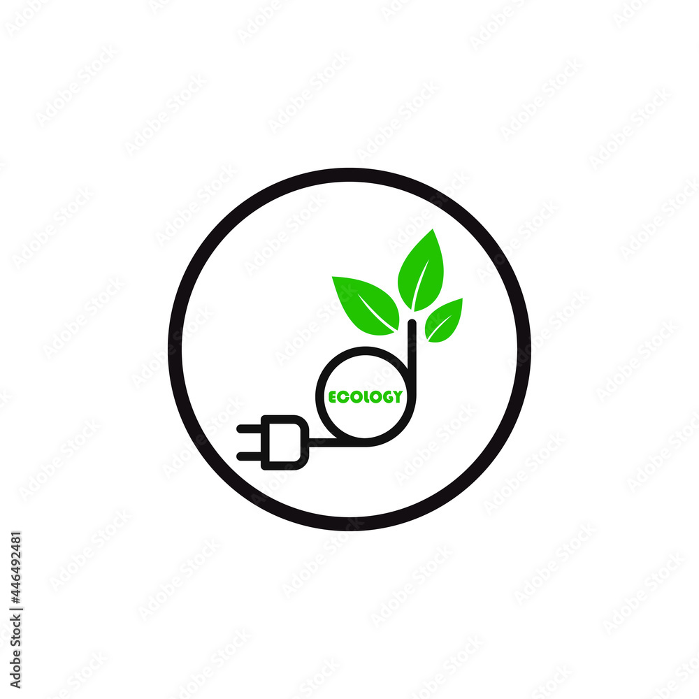 Green eco technology electric icon vector Green eco technology electric icon vector