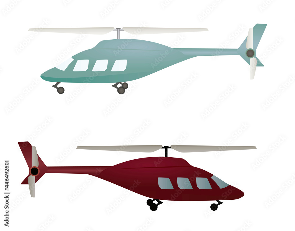 Blue and red  isolated helicopter. vector illustration