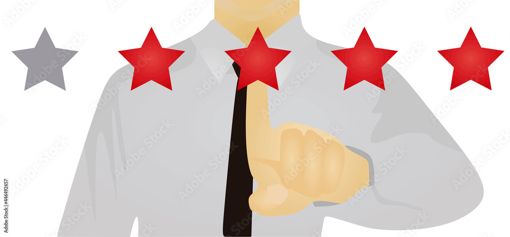 Hand click on stars to rate. vector Hand click on stars to rate. vector