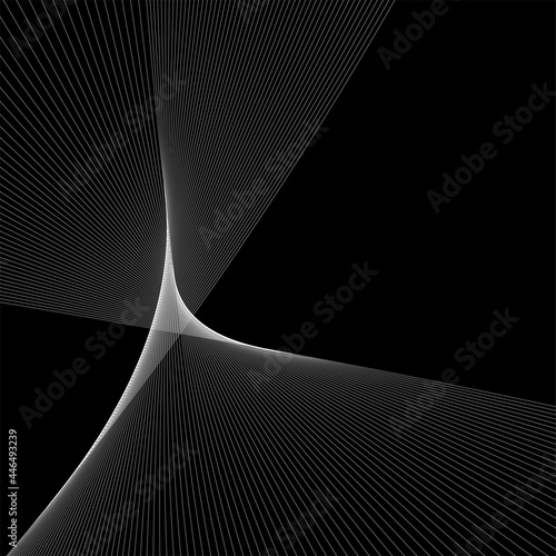 Black and white background, waves of lines, abstract wallpaper, vector design