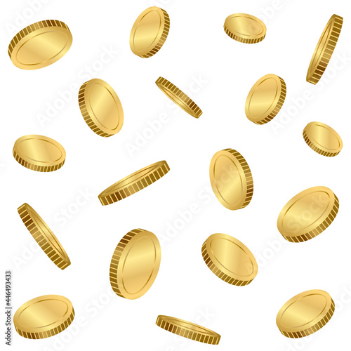 Falling coins, flying gold coins, golden rain, falling money, Jackpot or success concept.