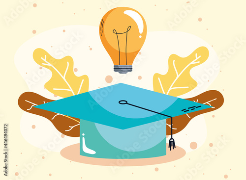 graduation hat and bulb