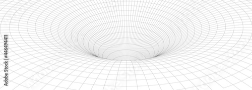 Abstract tunnel. 3D wireframe vector wormhole or vortex. Grid vector illustration.