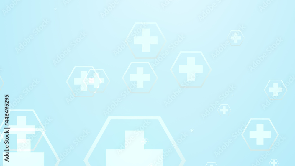 Hexagon cross geometric white pattern medical bright on blue background. Hexagon cross geometric white pattern medical bright on blue background.