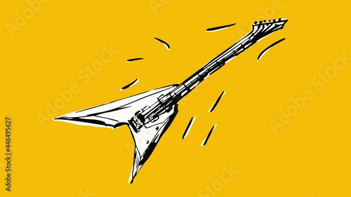 20 Hand drawn musical instruments on alpha channel. Instruments: Classic Guitar,Electric Guitar, Arrow Electric Guitar, Contrabass, Violin, Harp,Saxophone, French Horn, Thrompet,Piano, Synthx4, Accord