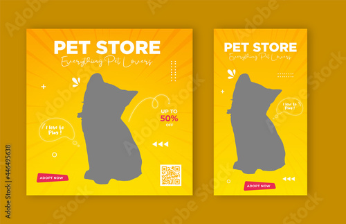 Pet shop banner for instagram post and story template