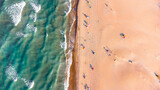 Imagen de la playa de Xeraco (Valencia) con los primeros turistas veraniegos. Imágenes tomadas con dron. 