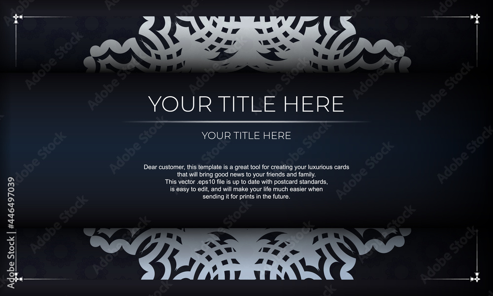 Dark blue luxury background with Indian ornaments. Elegant and classic vector elements ready for print and typography.
