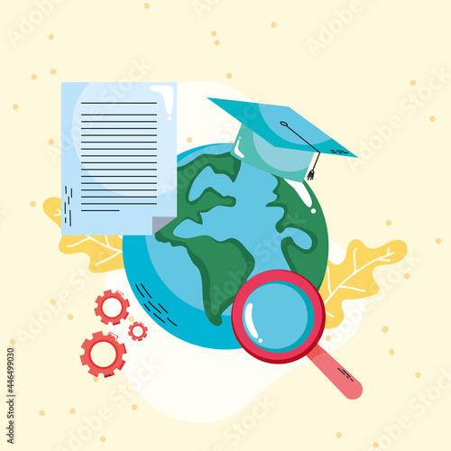 earth with education icons