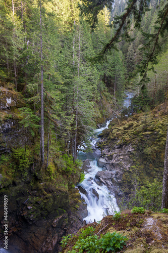 Nooksack Falls at Mount Baker in Washington state during Spring.