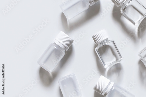 medical cosmetic bottles test tube on white background